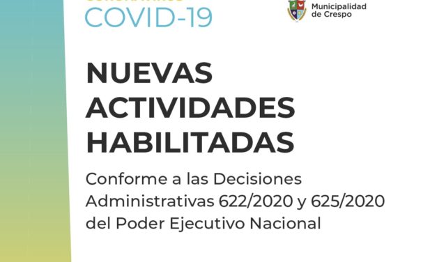 NUEVAS ACTIVIDADES HABILITADAS