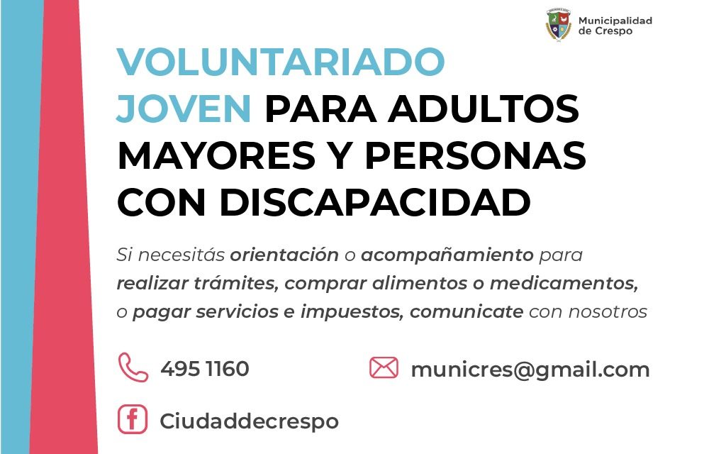 SE CREÓ EL VOLUNTARIADO JOVEN PARA ADULTOS MAYORES Y PERSONAS CON DISCAPACIDAD