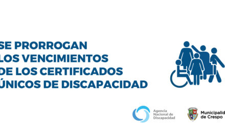 SE PRORROGAN LOS VENCIMIENTOS DE CERTIFICADOS DE DISCAPACIDAD