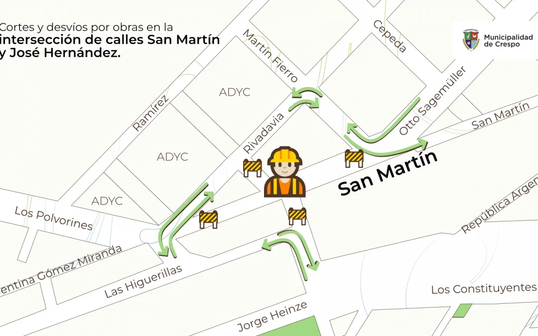 CORTE TRANSITORIO DE LA CIRCULACIÓN VEHÍCULAR EN SAN MARTÍN Y JOSÉ HERNÁNDEZ, POR REPARACIÓN DEL PAVIMENTO DE LA CALZADA