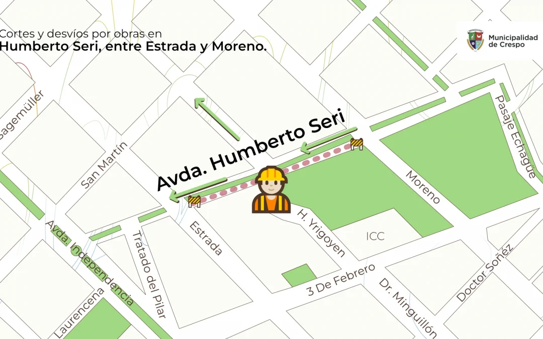 CIRCULACIÓN CERRADA EN AVDA. HUMBERTO SERI, DESDE ESTRADA HACIA MORENO, POR REEMPLAZOS DE PAÑOS DEL PAVIMENTO