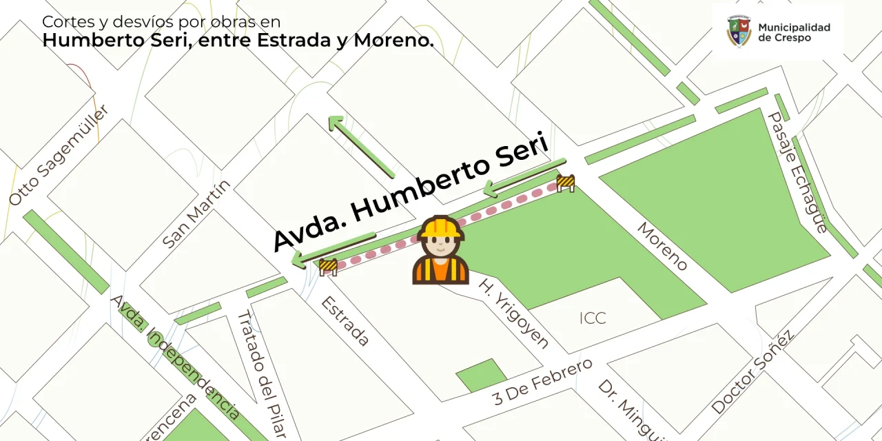 CIRCULACIÓN CERRADA EN AVDA. HUMBERTO SERI, DESDE ESTRADA HACIA MORENO, POR REEMPLAZOS DE PAÑOS DEL PAVIMENTO