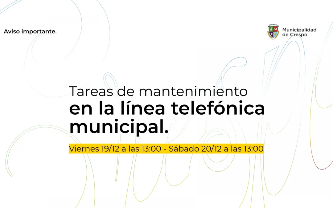 La línea telefónica municipal estará interrumpida por trabajos de mantenimiento