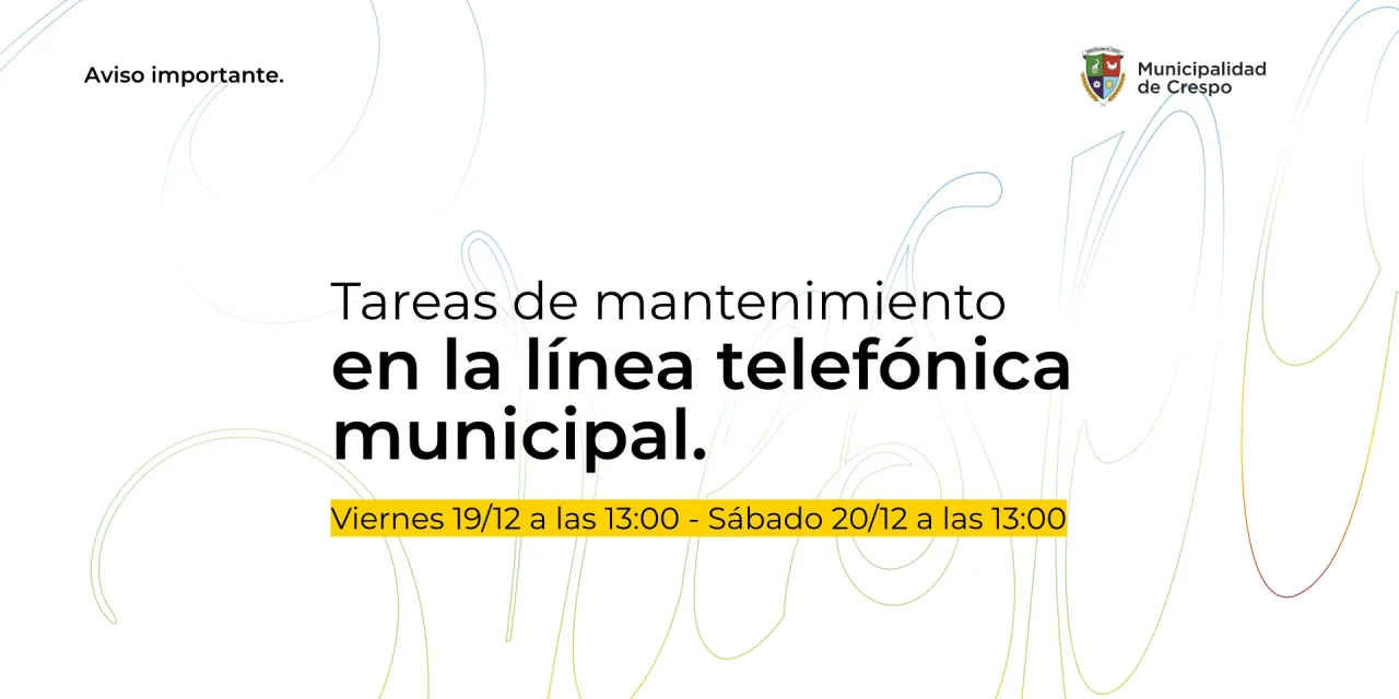 La línea telefónica municipal estará interrumpida por trabajos de mantenimiento
