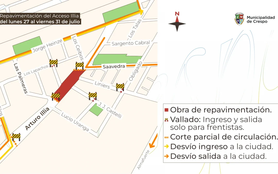 DISPOSITIVO DE TRÁNSITO POR OBRAS DE REPAVIMENTACIÓN EN ACCESO ARTURO ILLIA