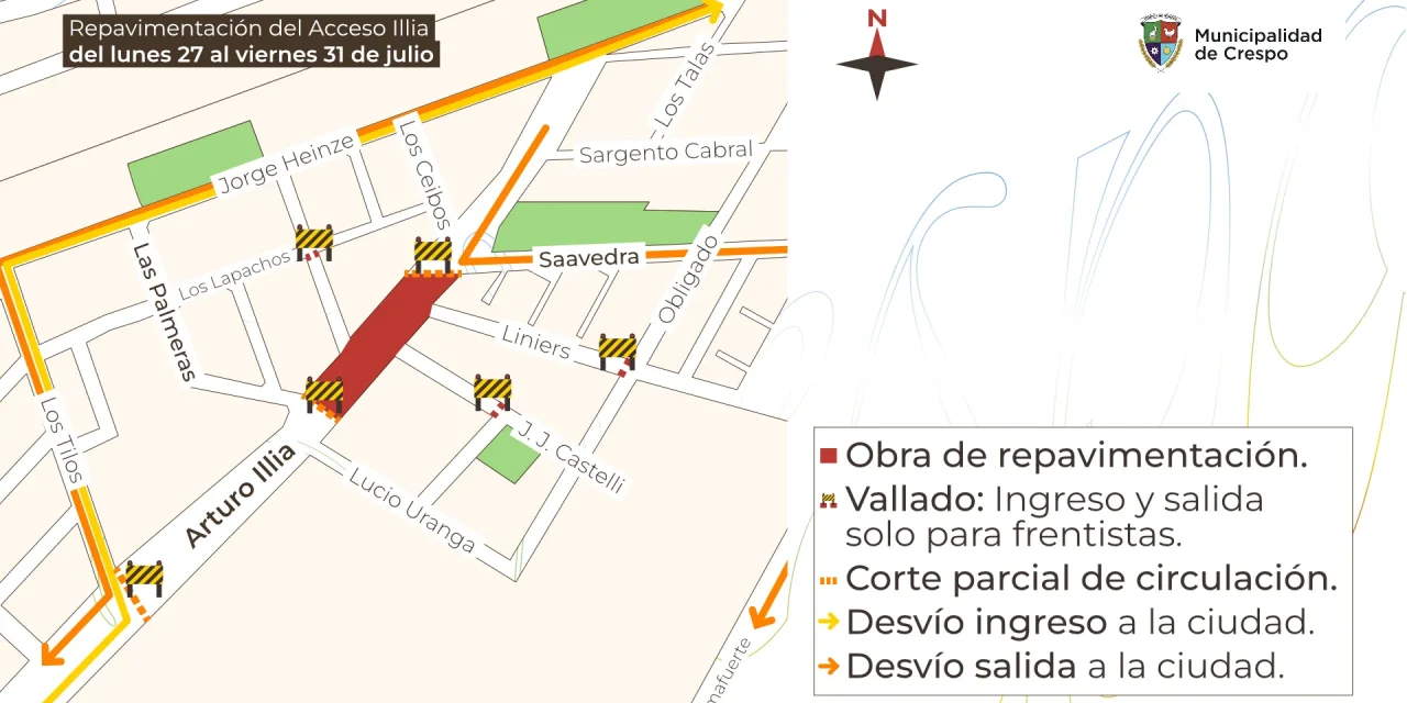DISPOSITIVO DE TRÁNSITO POR OBRAS DE REPAVIMENTACIÓN EN ACCESO ARTURO ILLIA
